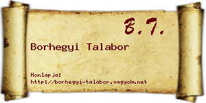 Borhegyi Talabor névjegykártya